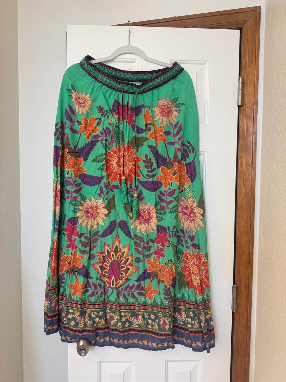 NATURAL LIFE Green Floral Boho Maxi Skirt